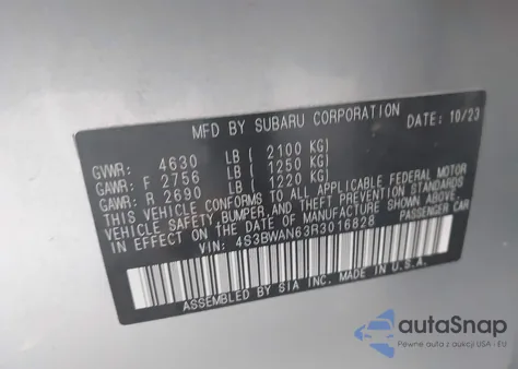 2024 Subaru Legacy Limited from USA, damaged, VIN 4S3BWAN63R3016828